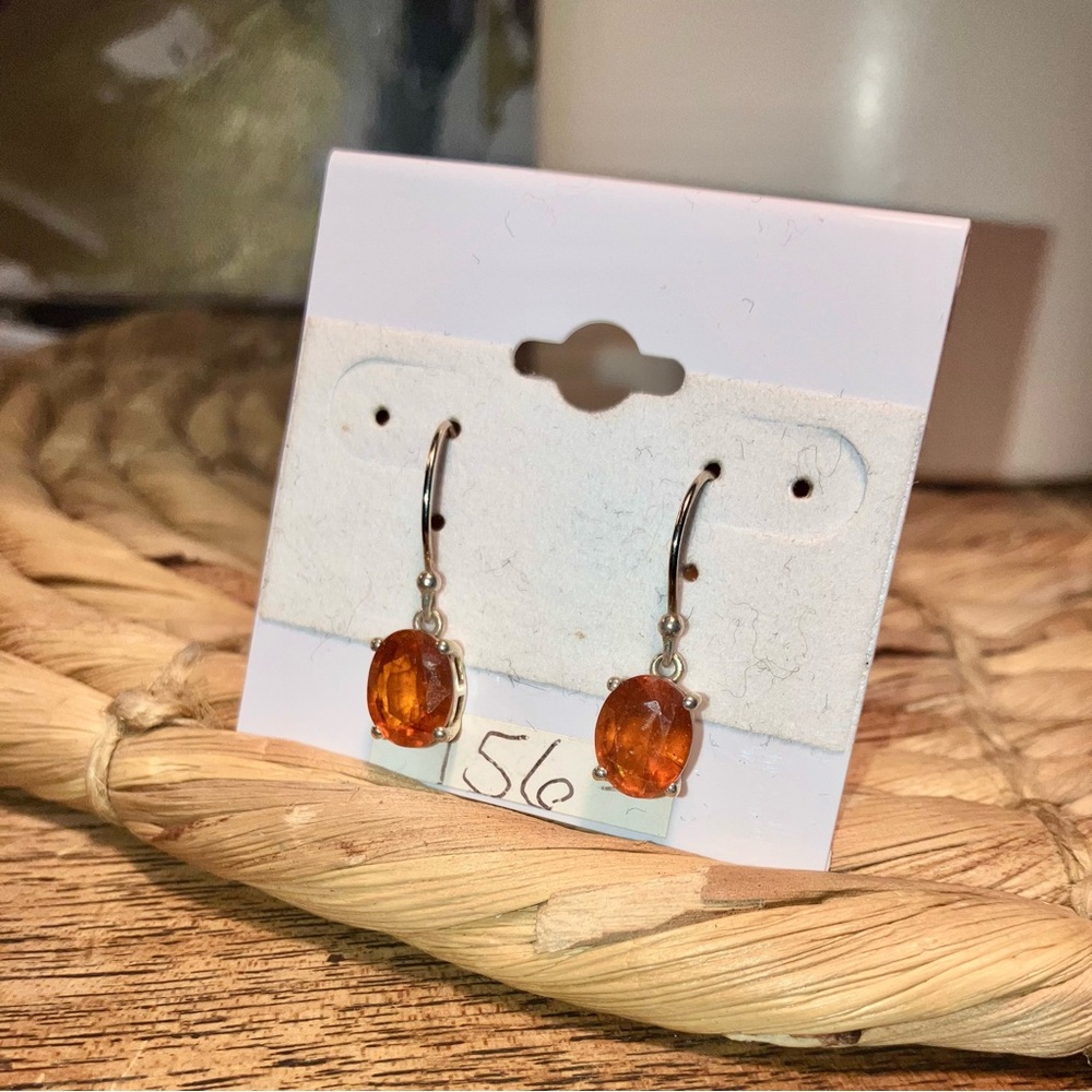 Madeira Citrine Gemstone Dangle Earrings Set in Silver - Picture 5 of 6